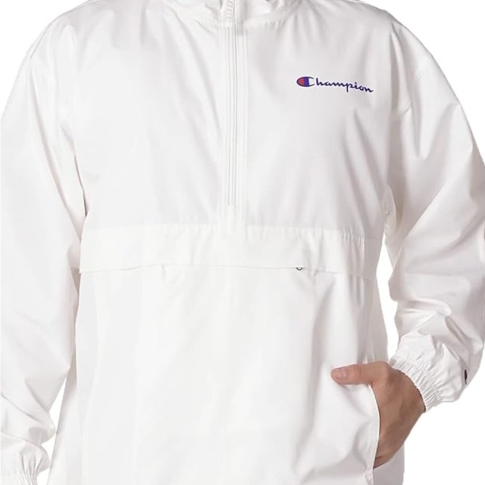 Champion jacket windbreaker pullover White Hoodie men’s 2XL‎